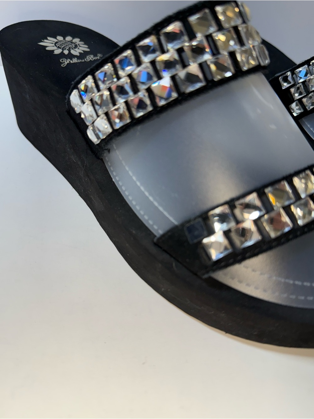 Embellished Black Wedge Slide Sandals - Size 11 - Picture 10 of 10